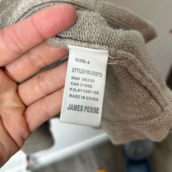 James Perse Tan One Button Cardigan Size 4 XL Oatmeal Preppy Cotton Linen - Picture 10 of 12